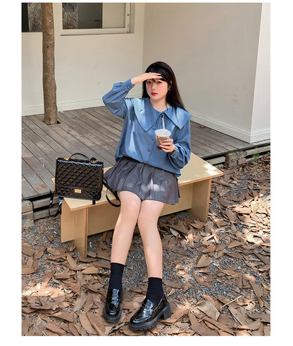 大きいサイズ レディース アシンメトリーカラーブラウス LL 3L 4L 5L