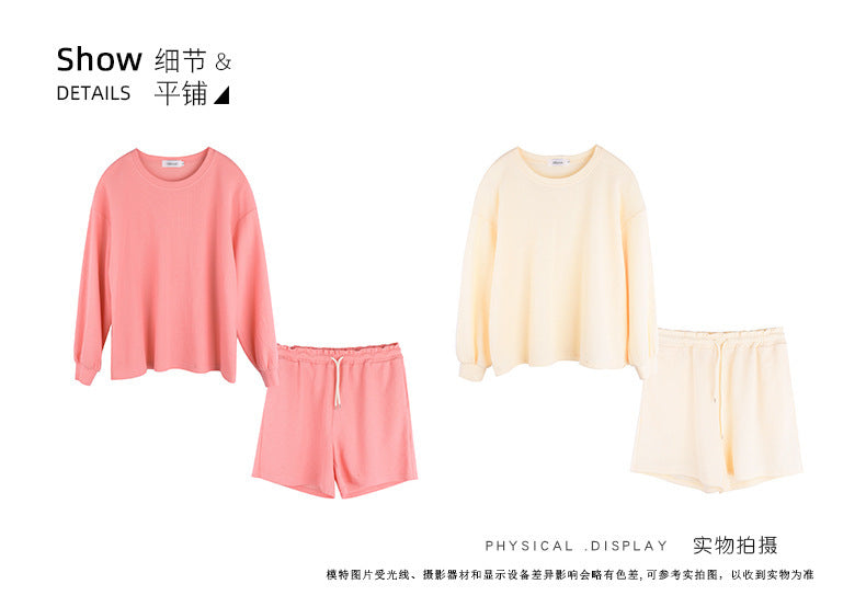 大きいサイズ レディース ゆるカジのスウェットトップス+ハーフパンツセット LL 3L 4L 5L