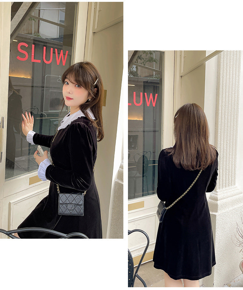 大きいサイズ レディース シックなベロアワンピース LL 3L 4L 5L