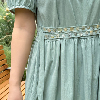 大きいサイズ レディース ラウンドネックダブルベルトカジュアルワンピース LL 3L 4L 5L