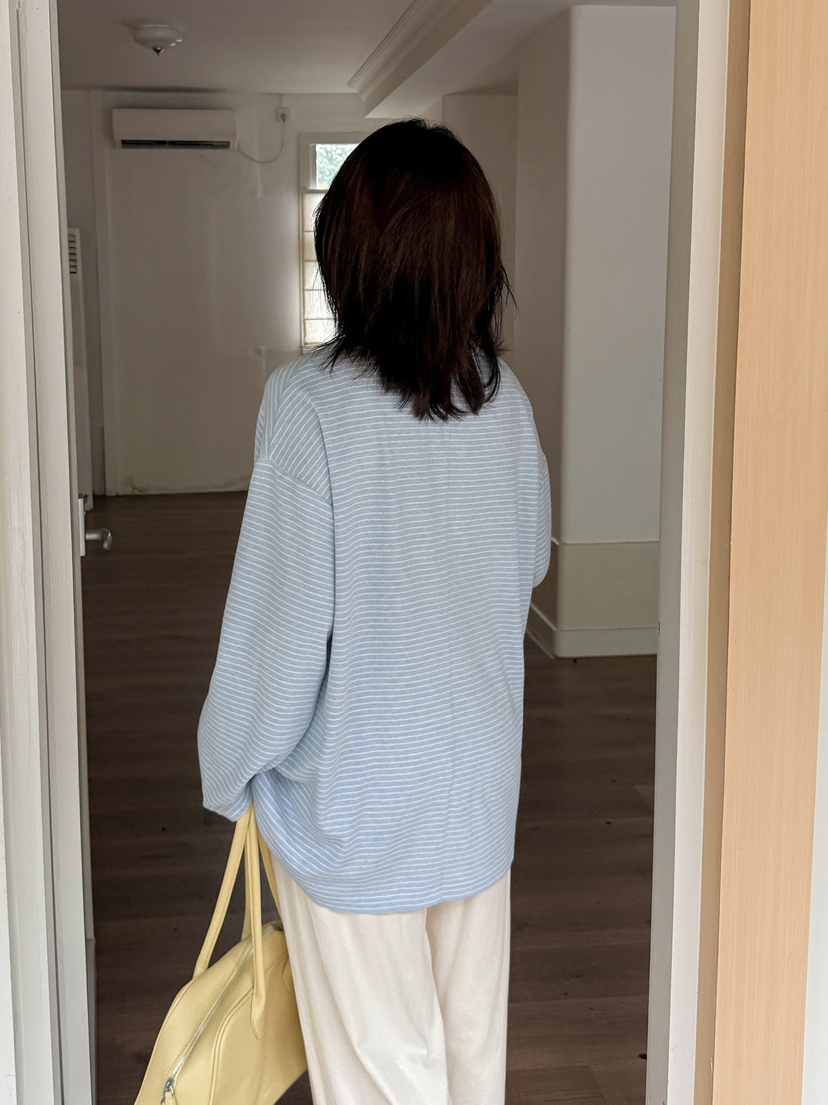 大きいサイズ レディース 星飾り付きラウンドネックニット長袖ストライプTシャツ LL 3L 4L 5L