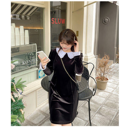 大きいサイズ レディース シックなベロアワンピース LL 3L 4L 5L