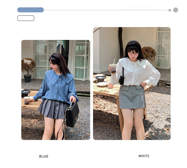 大きいサイズ レディース アシンメトリーカラーブラウス LL 3L 4L 5L