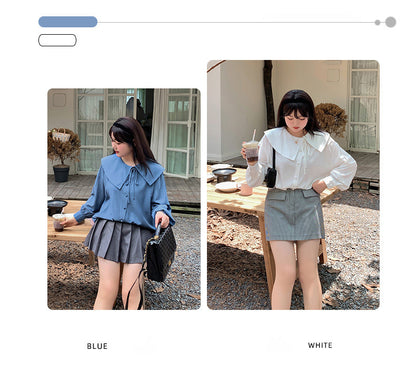 大きいサイズ レディース アシンメトリーカラーブラウス LL 3L 4L 5L