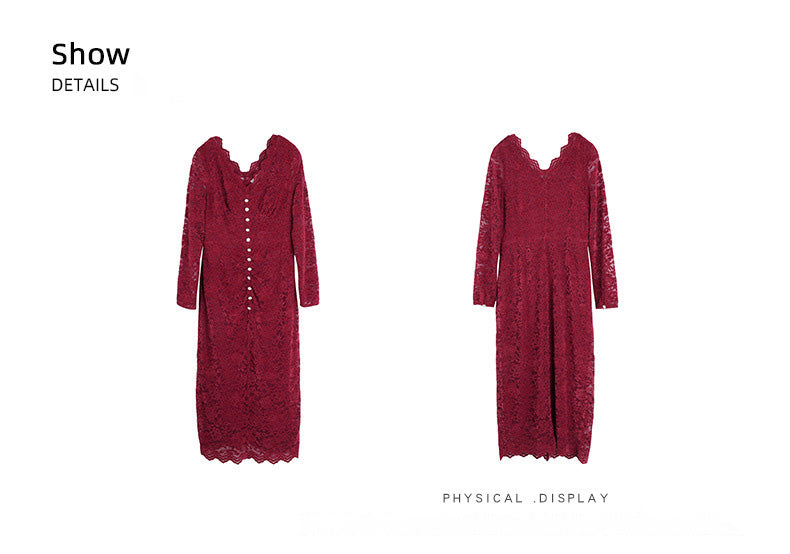 大きいサイズ レディース レースのVネックワンピース LL 3L 4L 5L