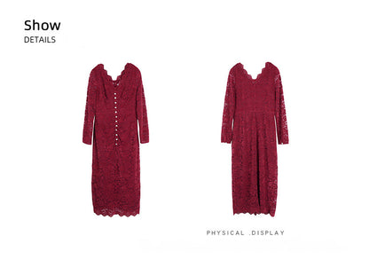 大きいサイズ レディース レースのVネックワンピース LL 3L 4L 5L