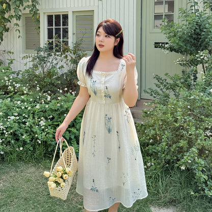 大きいサイズ レディース 花柄刺繍入りレースワンピース LL 3L 4L 5L