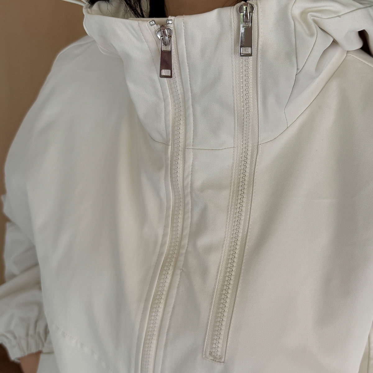 大きいサイズ レディース フード付きハイカーゴダブルジッパージャケット LL 3L 4L 5L