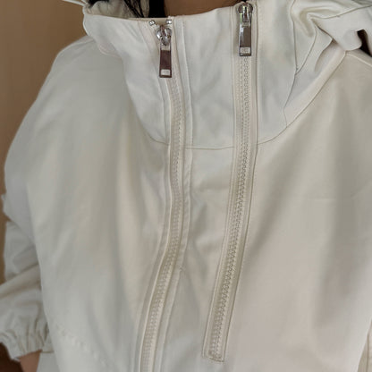 大きいサイズ レディース フード付きハイカーゴダブルジッパージャケット LL 3L 4L 5L