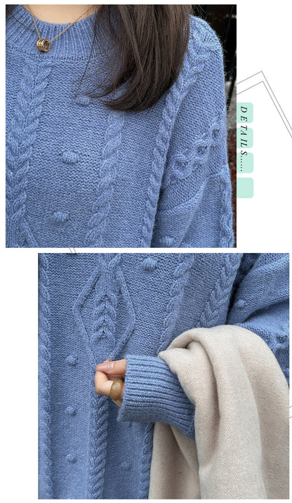 大きいサイズ レディース チュニック丈ケーブルニット LL 3L 4L 5L