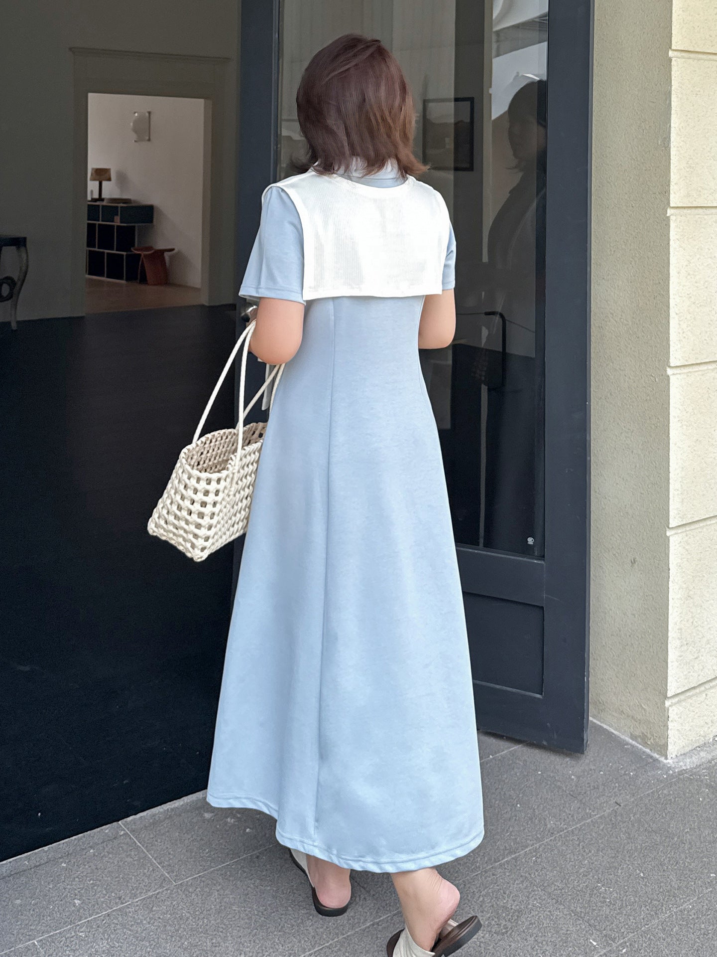 大きいサイズ レディース 刺繍入りショール付きポロカラーロングワンピース LL 3L 4L 5L 6L