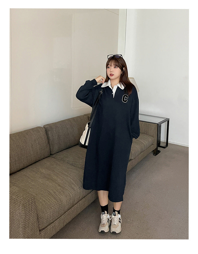 大きいサイズ レディース ロングポロシャツワンピース LL 3L 4L 5L