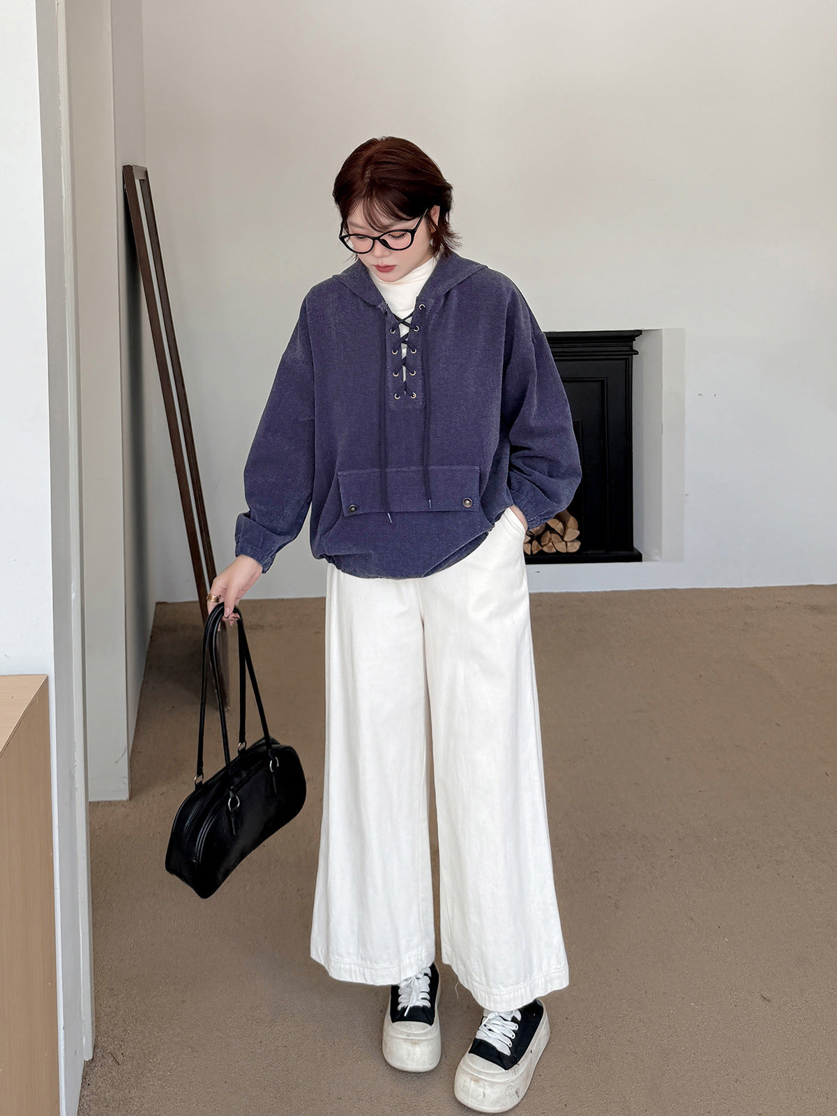 大きいサイズ レディース フード付きドローストリング厚手スウェットパーカー LL 3L 4L 5L