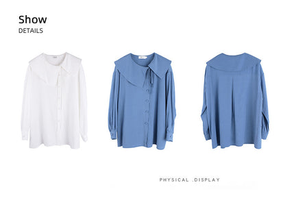 大きいサイズ レディース アシンメトリーカラーブラウス LL 3L 4L 5L