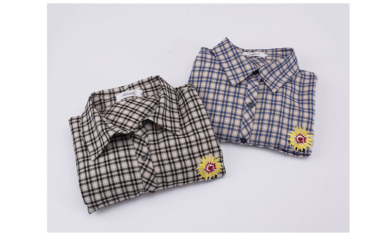 大きいサイズ レディース フラワープリントチェック柄シャツ LL 3L 4L 5L