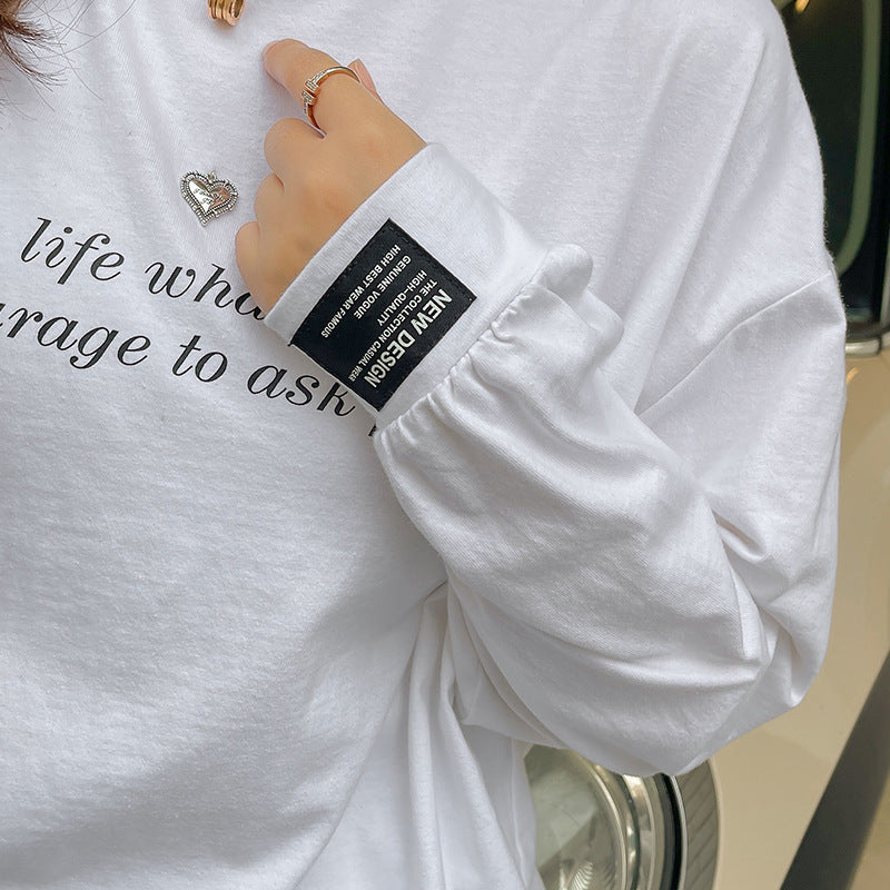 大きいサイズ レディース ハートチャームラウンドネックプリント長袖スウェットTシャツ LL 3L 4L 5L