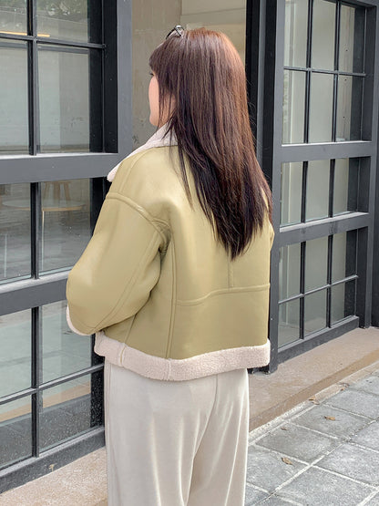 大きいサイズ レディース フリースラペルクラシックPUレザーライダースジャケット LL 3L 4L 5L