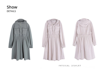 大きいサイズ レディース アウトドアフード付きワンピース LL 3L 4L 5L