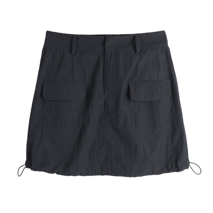 大きいサイズ レディース ドローストリング付きワークウェアスタイルミニスカート LL 3L 4L 5L