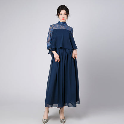 大きいサイズ レディース シフォンレースオケージョンワンピース L LL 3L 4L