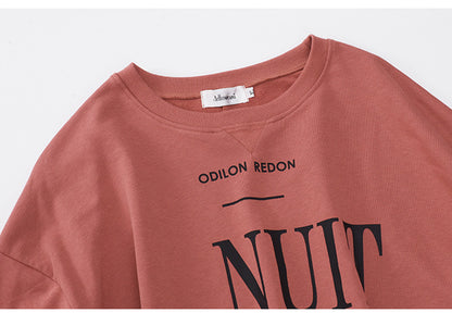 大きいサイズ レディース プリントスウェットシャツ+ワイドパンツセット LL 3L 4L 5L