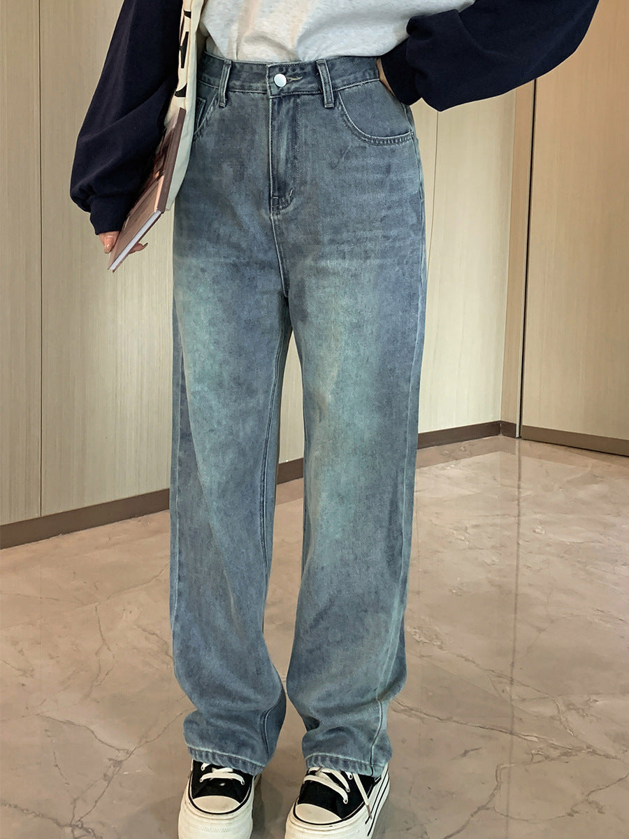 大きいサイズ レディース ビンテージスタイルのハイウエストストレートデニムパンツ LL 3L 4L 5L