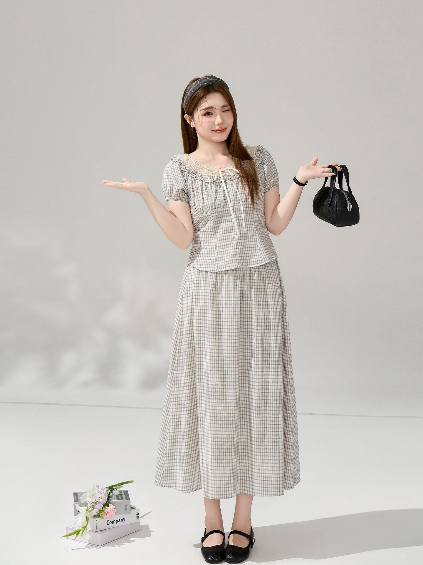 大きいサイズ レディース レースフリルオフショルチェックセットアップ LL 3L 4L 5L 6L