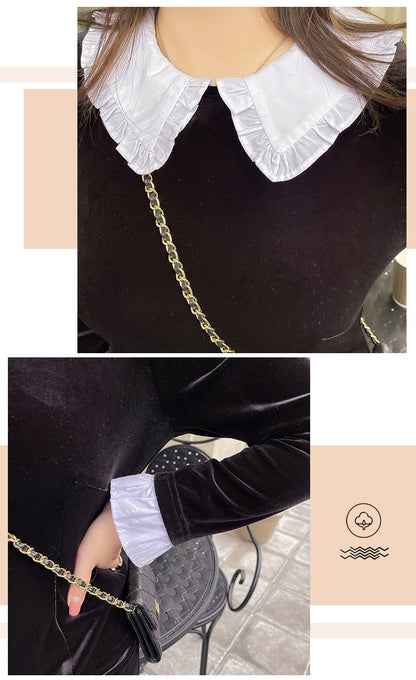 大きいサイズ レディース シックなベロアワンピース LL 3L 4L 5L