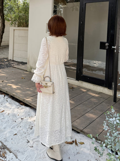 大きいサイズ レディース Vネック花柄レースワンピース LL 3L 4L 5L