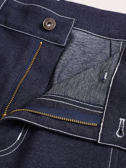 大きいサイズ レディース フェイクデニム折り返しワイドレッグパンツ LL 3L 4L 5L