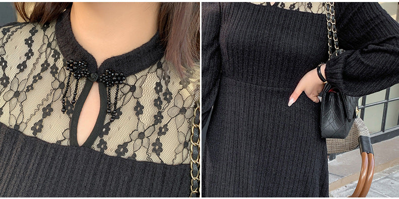 大きいサイズ レディース チャイナ風レースワンピース LL 3L 4L 5L