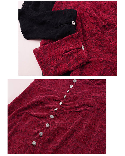 大きいサイズ レディース レースのVネックワンピース LL 3L 4L 5L