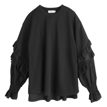 大きいサイズ レディース レースフリルカジュアルスウェットシャツ LL 3L 4L 5L