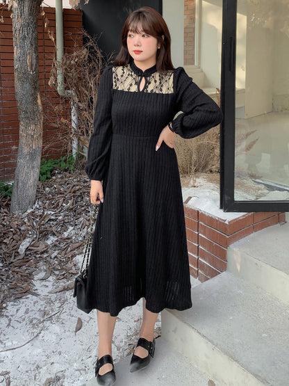 大きいサイズ レディース チャイナ風レースワンピース LL 3L 4L 5L