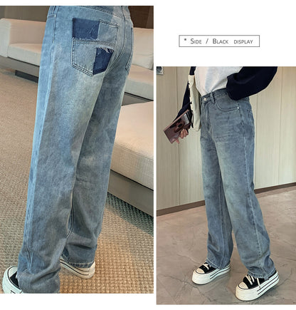 大きいサイズ レディース ビンテージスタイルのハイウエストストレートデニムパンツ LL 3L 4L 5L