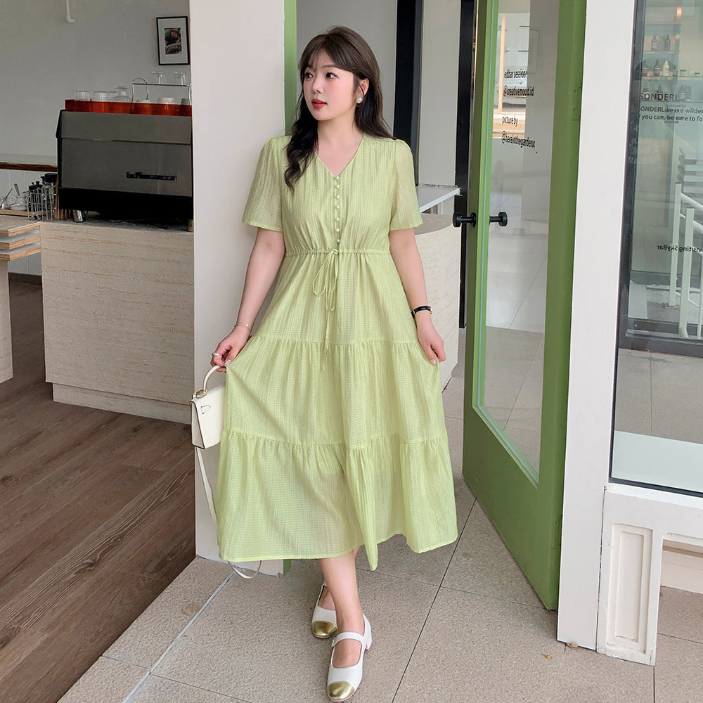 大きいサイズ レディース Vネックジャガードロングワンピース LL 3L 4L 5L