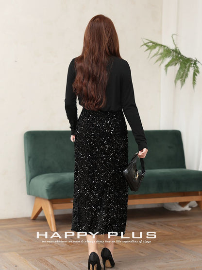 大きいサイズ レディース ハイネック長袖スタイリッシュインナーシャツ LL 3L 4L 5L