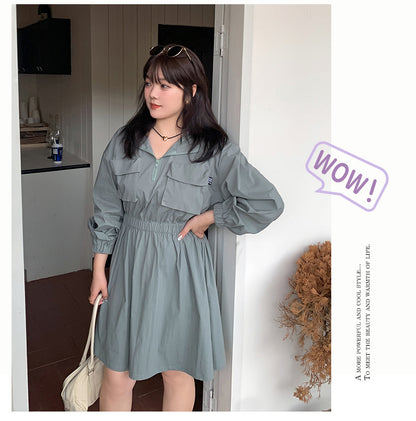 大きいサイズ レディース アウトドアフード付きワンピース LL 3L 4L 5L