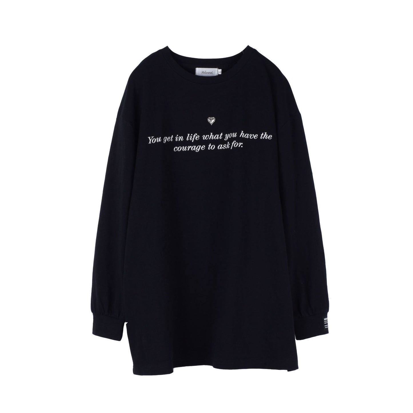 大きいサイズ レディース ハートチャームラウンドネックプリント長袖スウェットTシャツ LL 3L 4L 5L