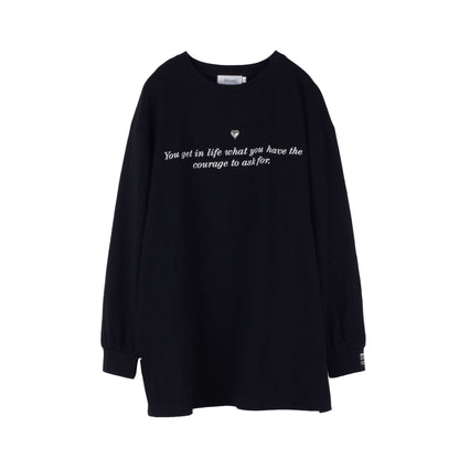 大きいサイズ レディース ハートチャームラウンドネックプリント長袖スウェットTシャツ LL 3L 4L 5L