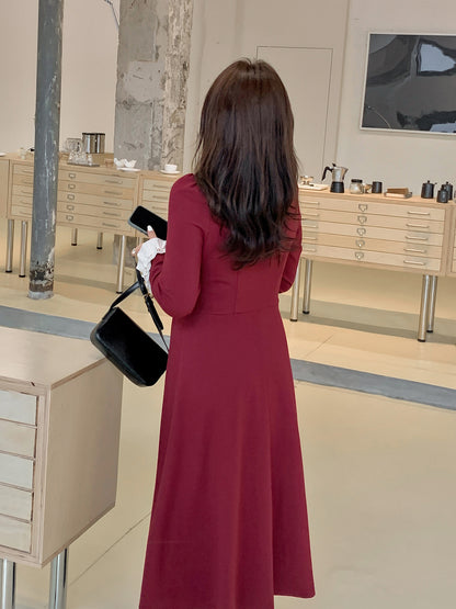 大きいサイズ レディース ダブルブレストのスクエアネックワンピース LL 3L 4L 5L