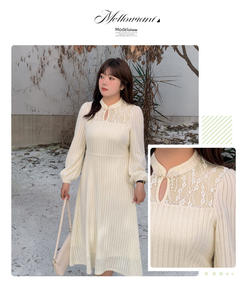 大きいサイズ レディース チャイナ風レースワンピース LL 3L 4L 5L