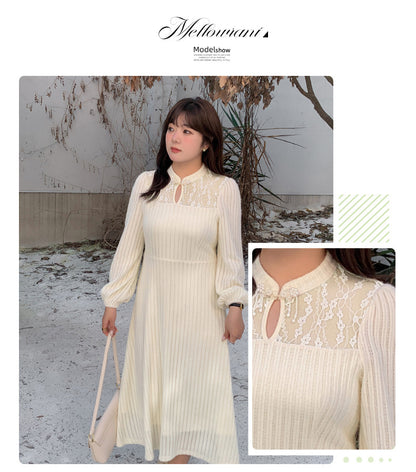 大きいサイズ レディース チャイナ風レースワンピース LL 3L 4L 5L