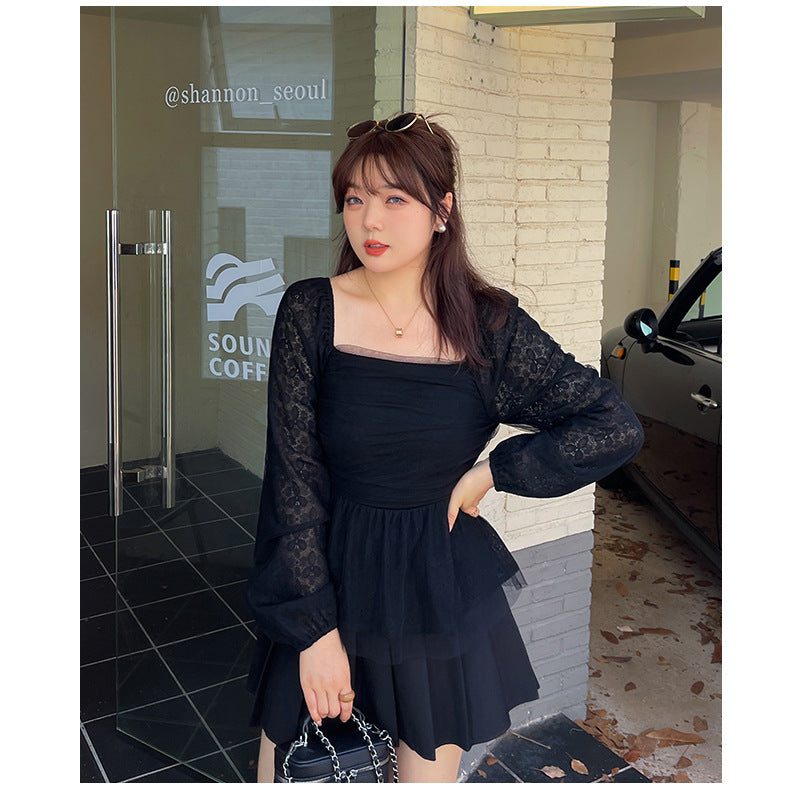 大きいサイズ レディース スクエアネックのペプラムレースブラウス LL 3L 4L 5L