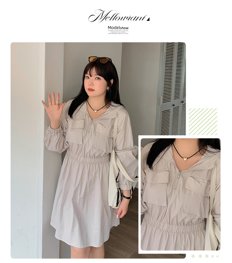 大きいサイズ レディース アウトドアフード付きワンピース LL 3L 4L 5L