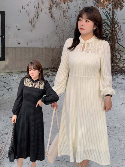 大きいサイズ レディース チャイナ風レースワンピース LL 3L 4L 5L