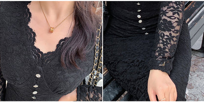 大きいサイズ レディース レースのVネックワンピース LL 3L 4L 5L