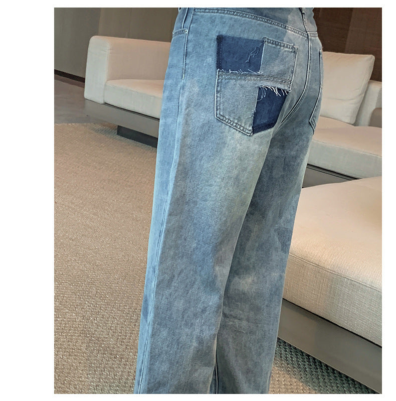 大きいサイズ レディース ビンテージスタイルのハイウエストストレートデニムパンツ LL 3L 4L 5L