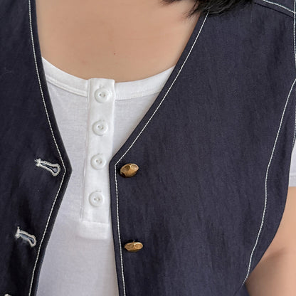 大きいサイズ レディース ネイビーブルーデニムツーピース（ベスト＋スカート） LL 3L 4L 5L