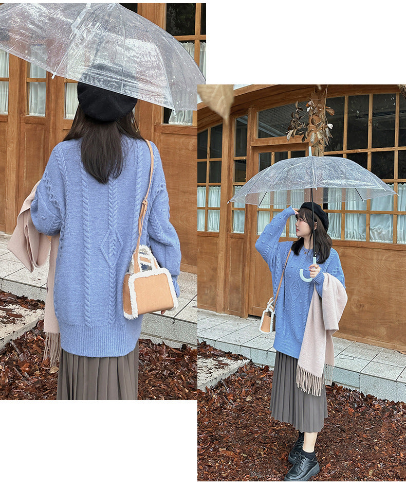 大きいサイズ レディース チュニック丈ケーブルニット LL 3L 4L 5L